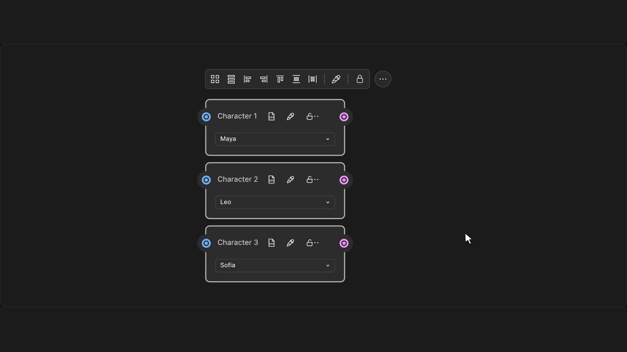 Align selected nodes in Figma Weave with WeaveBud