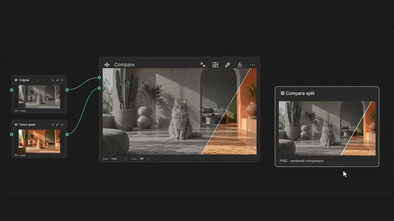 Render Compare split image in Figma Weave with WeaveBud