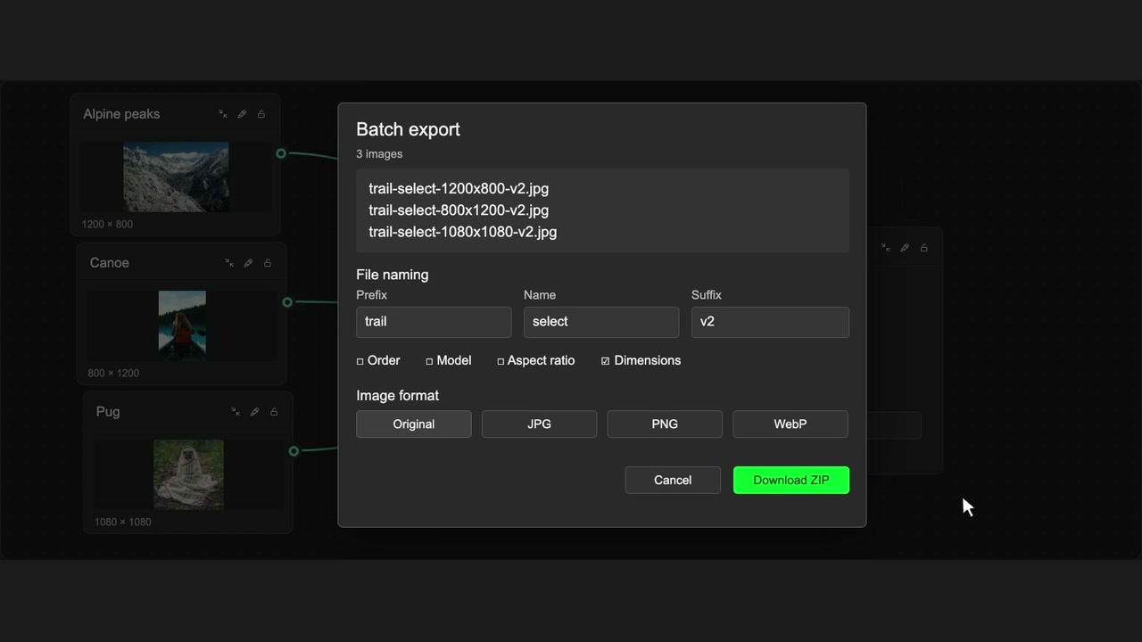 Export filenames in Figma Weave with WeaveBud
